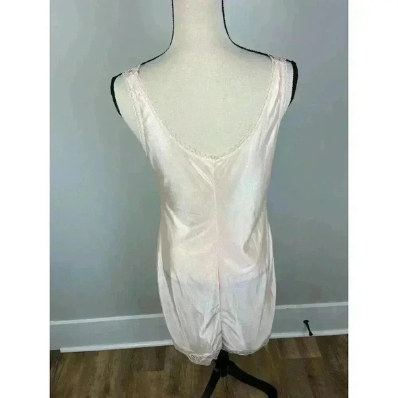 Vtg 50s Stretta Nylon Nightgown Babydoll Midi Light Pink Lace Slip Dress S/M - Picture 6 of 11